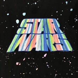 True Vintage Splatter “Star Wars” Black SCREEN PRINT  T-Shirt size XL